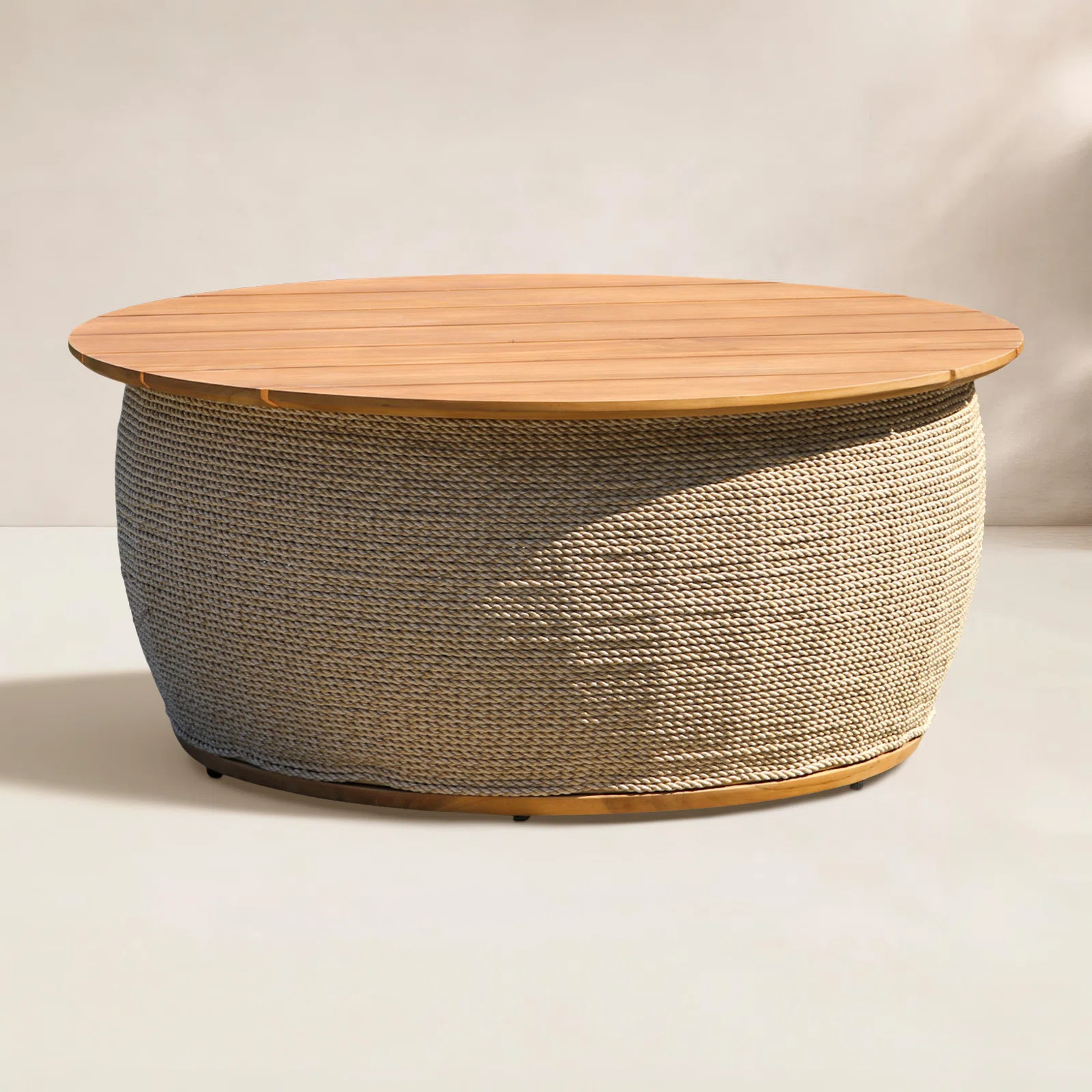 Fayette Teak & Cable Wicker Storage Coffee Table, 36" | Joss & Main