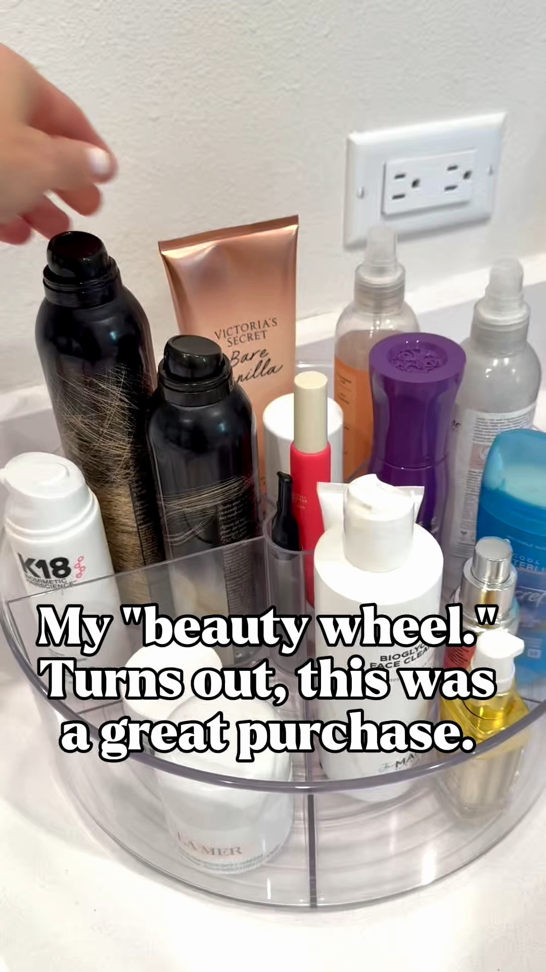 My Lazy Susan of beauty.... my daily things that I can reach quickly and yet they stay organized!