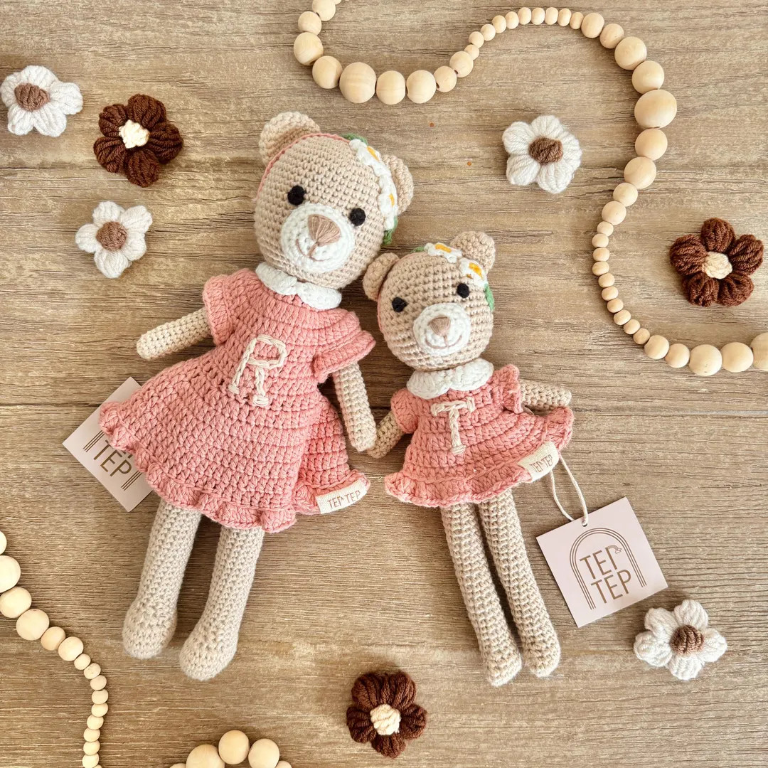 Handcrafted Big Sister Little Sister Doll Cotton Teddy Bear Gift Baby Girl Gift - Etsy | Etsy (US)