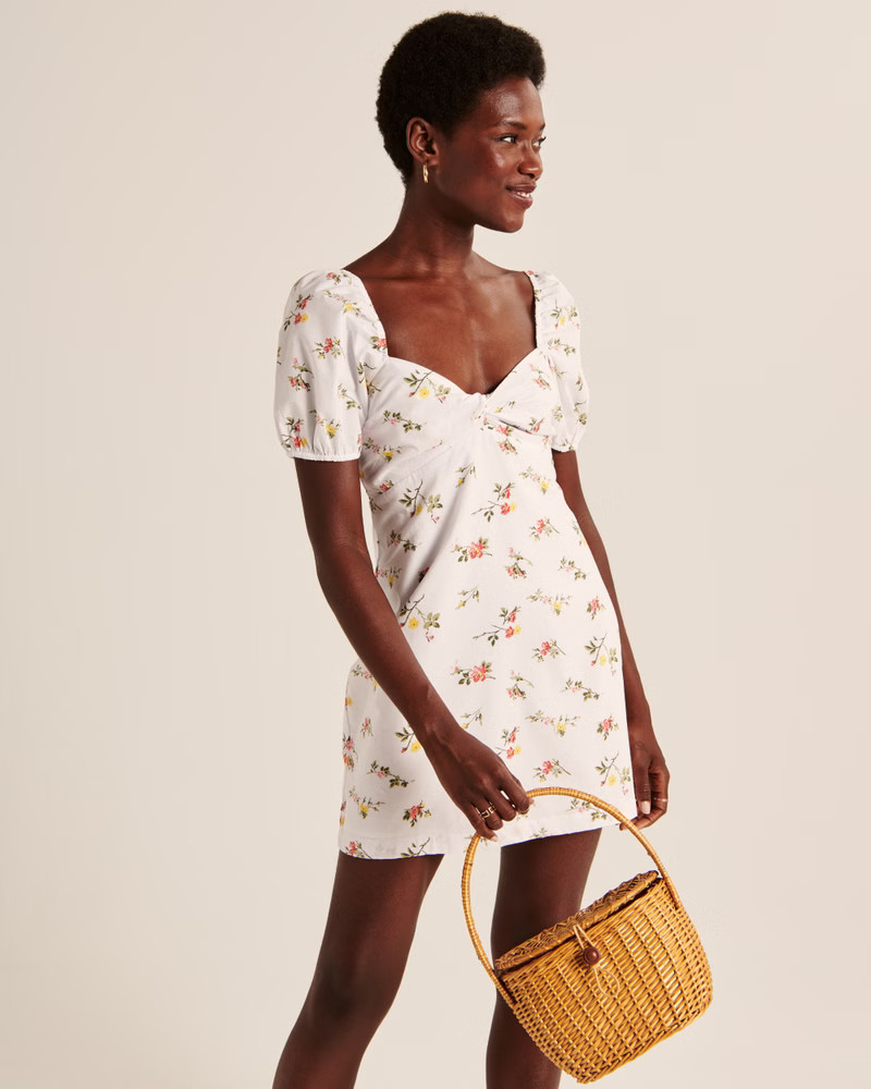 Twist-Front Poplin Mini Dress | Abercrombie & Fitch (US)