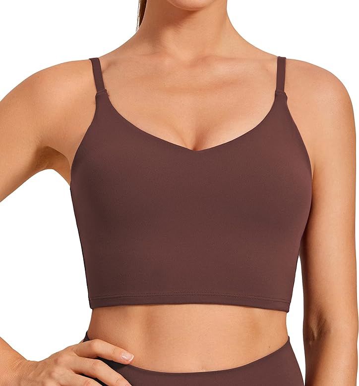 CRZ YOGA Womens Butterluxe Adjustable Spaghetti Strap Longline Sports Bra - V Neck Padded Crop Ta... | Amazon (US)