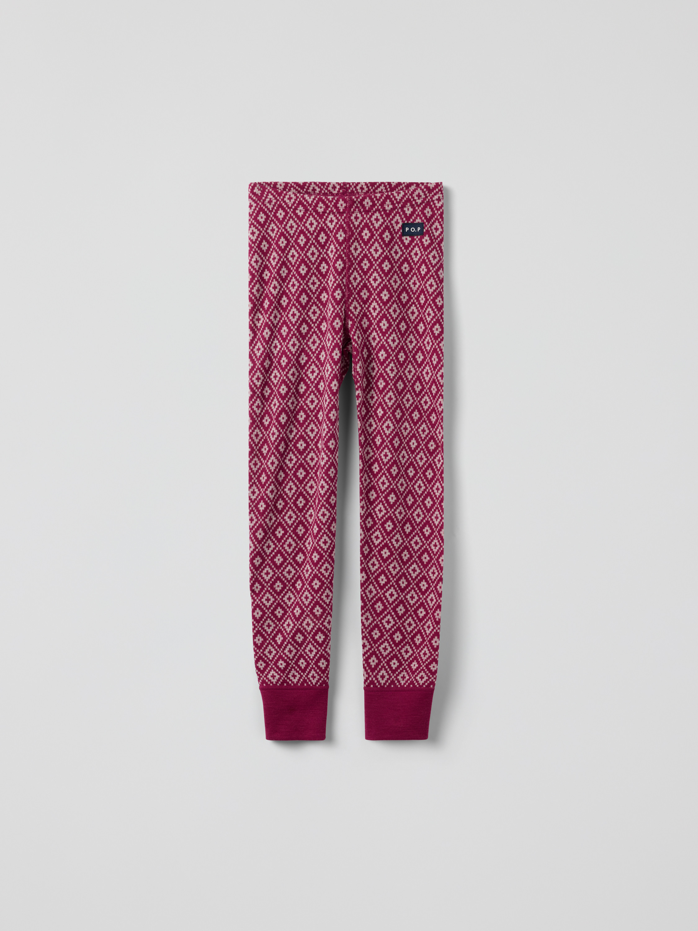 Long johns merino wool jacquard - Dark pink | Polarn O Pyret