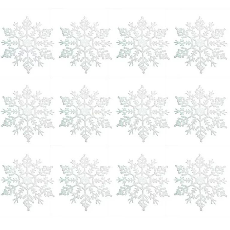 12Pcs/Set 4-Inch Sparkly Snowflake Christmas Ornaments Xmas Tree Decorations | Walmart (US)