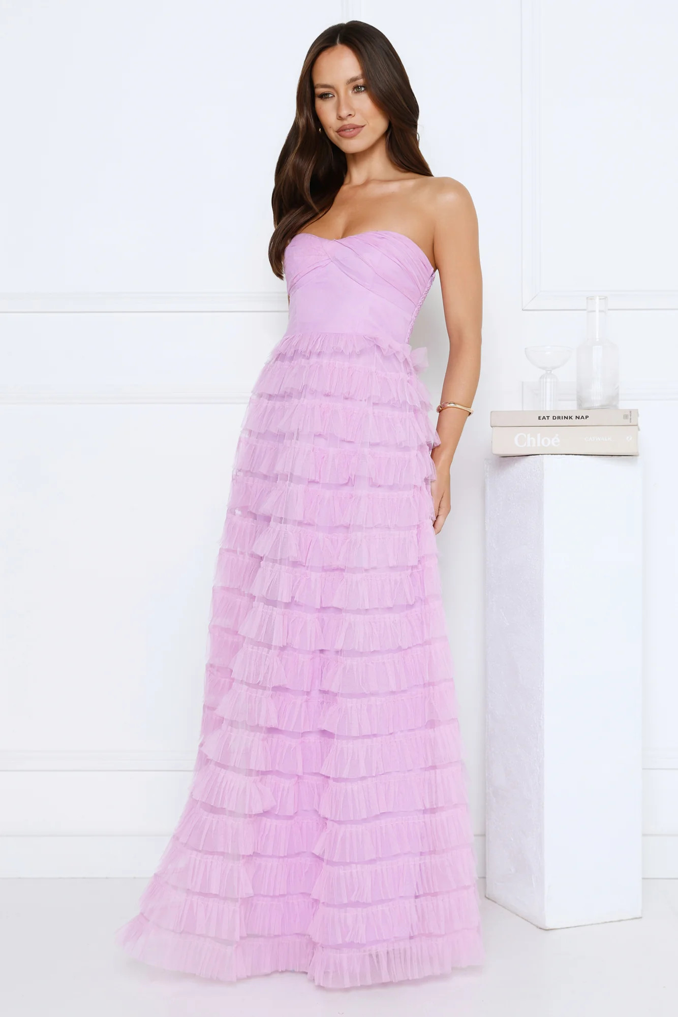 Lovers In Paris Strapless Tulle Maxi Dress Lilac | Hello Molly (US)
