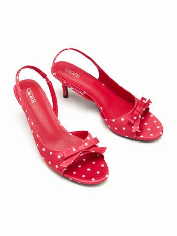 BOWKNOT DECOR POLKA DOT SLINGBACK SANDALS For Daily Casual | Cider