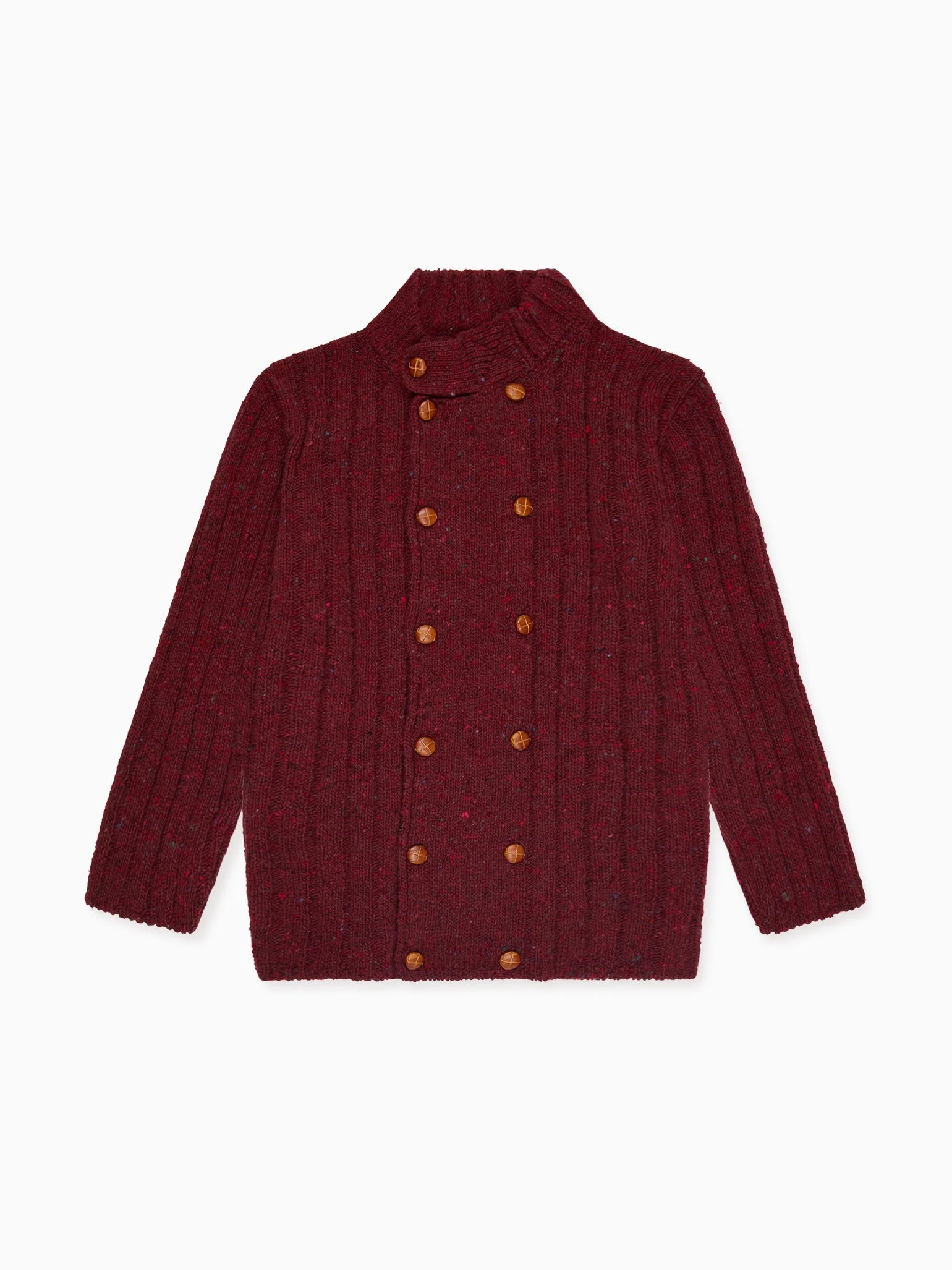 Burgundy Bolo Merino Boy Cardigan | La Coqueta (US)