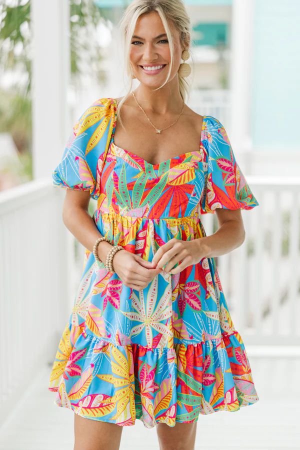 Let Love In Blue Abstract Dress | The Mint Julep Boutique