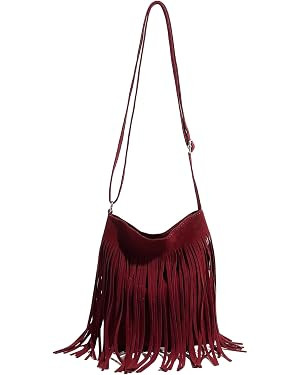 OYOANGLE Women's Fringe Bags Adjustable Strap Tassel Crossbody Bags Hippie Western Purse Cowgirl ... | Amazon (US)