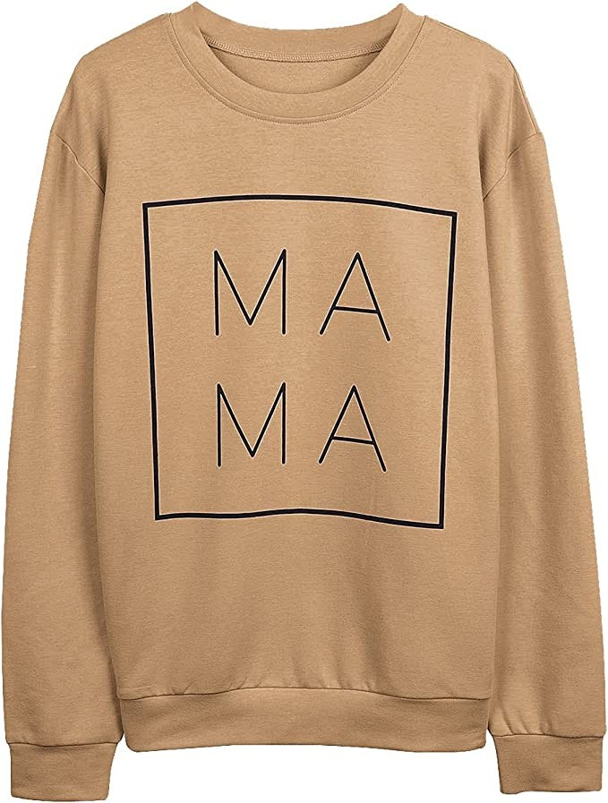 EGELEXY Mama Sweatshirt Women Funny Letter Print Mom Life Blouse Tops Casual Long Sleeve Pullover... | Amazon (US)
