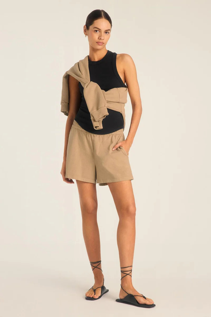 Coast Short - Latte Cotton Jersey | Vitamin A