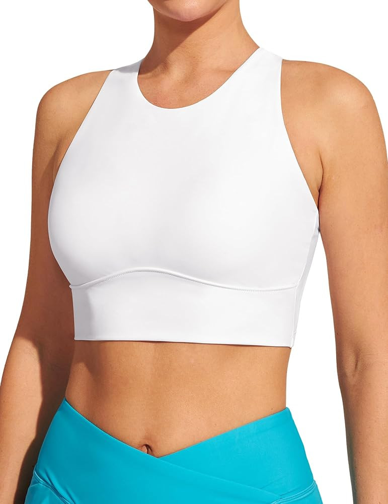 IUGA Bikini Tops for Women Adjustable Cross Back Swim Top Quick Dry Bathing Suit Tops High Neck S... | Amazon (US)