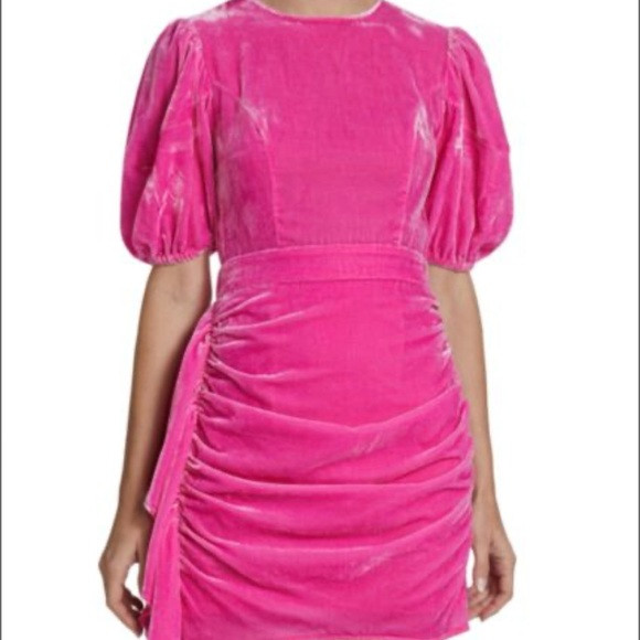RHODE Pia Velvet Minidress Bright Pink Size 12 | Poshmark