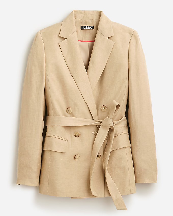 Double-breasted blazer-jacket in Chelsea linen-cupro blend | J. Crew US