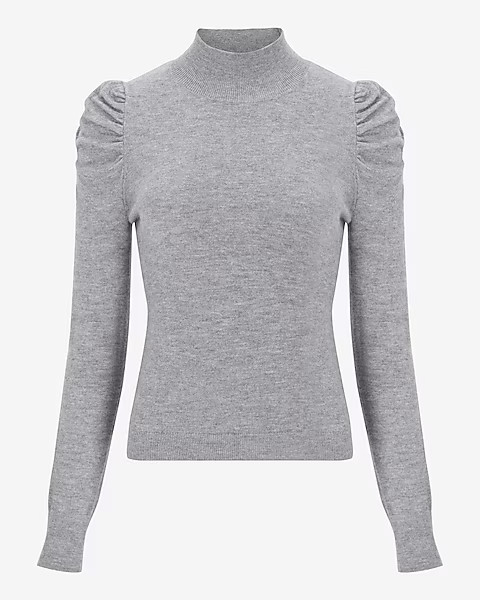 Ultra Soft Ruched Shoulder Mock Neck Sweater | Express