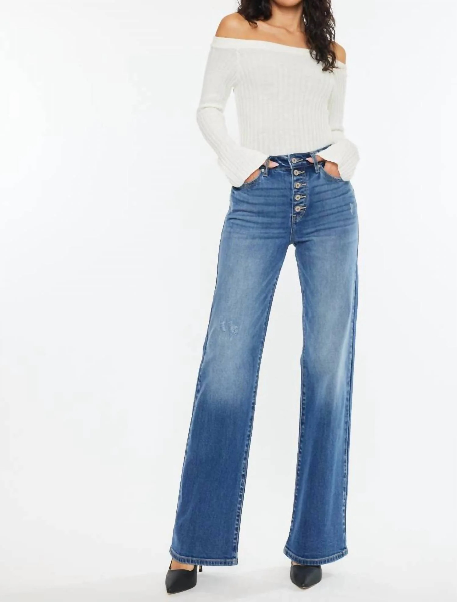 Ultra High Rise 90S Flare Jeans In Medium Wash | Shop Simon