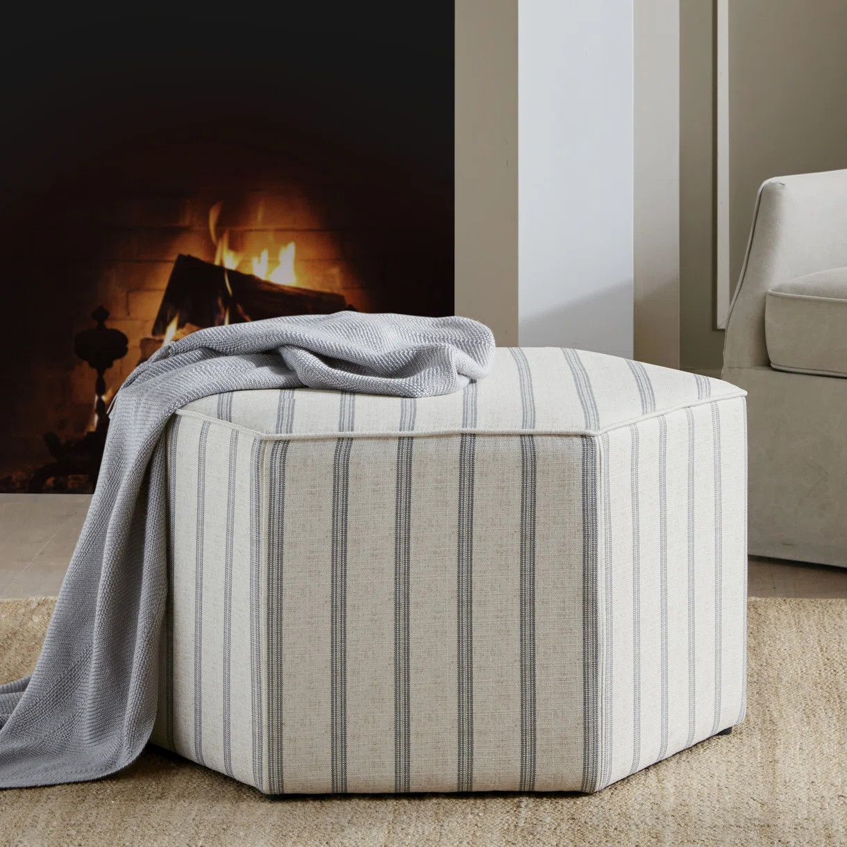 Martha Stewart Ellen Striped Cocktail Ottoman | Wayfair North America