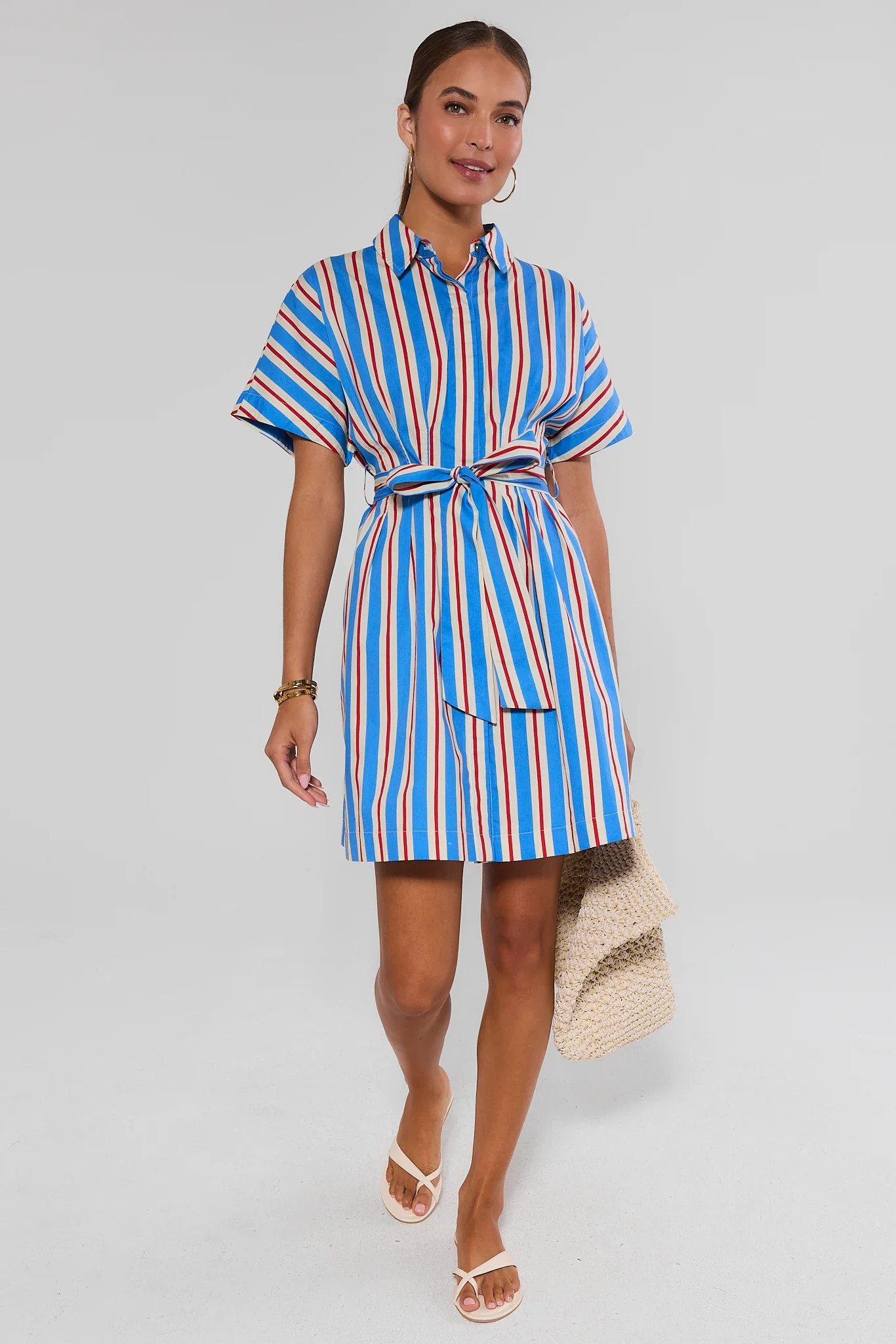 Cher Blue Striped Short Dress | Avara