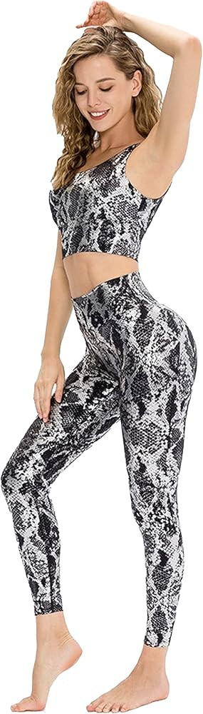 Women 2 Piece Workout Outfits Sports Bra Seamless Leggings Yoga Gym Activewear Set | Amazon (US)