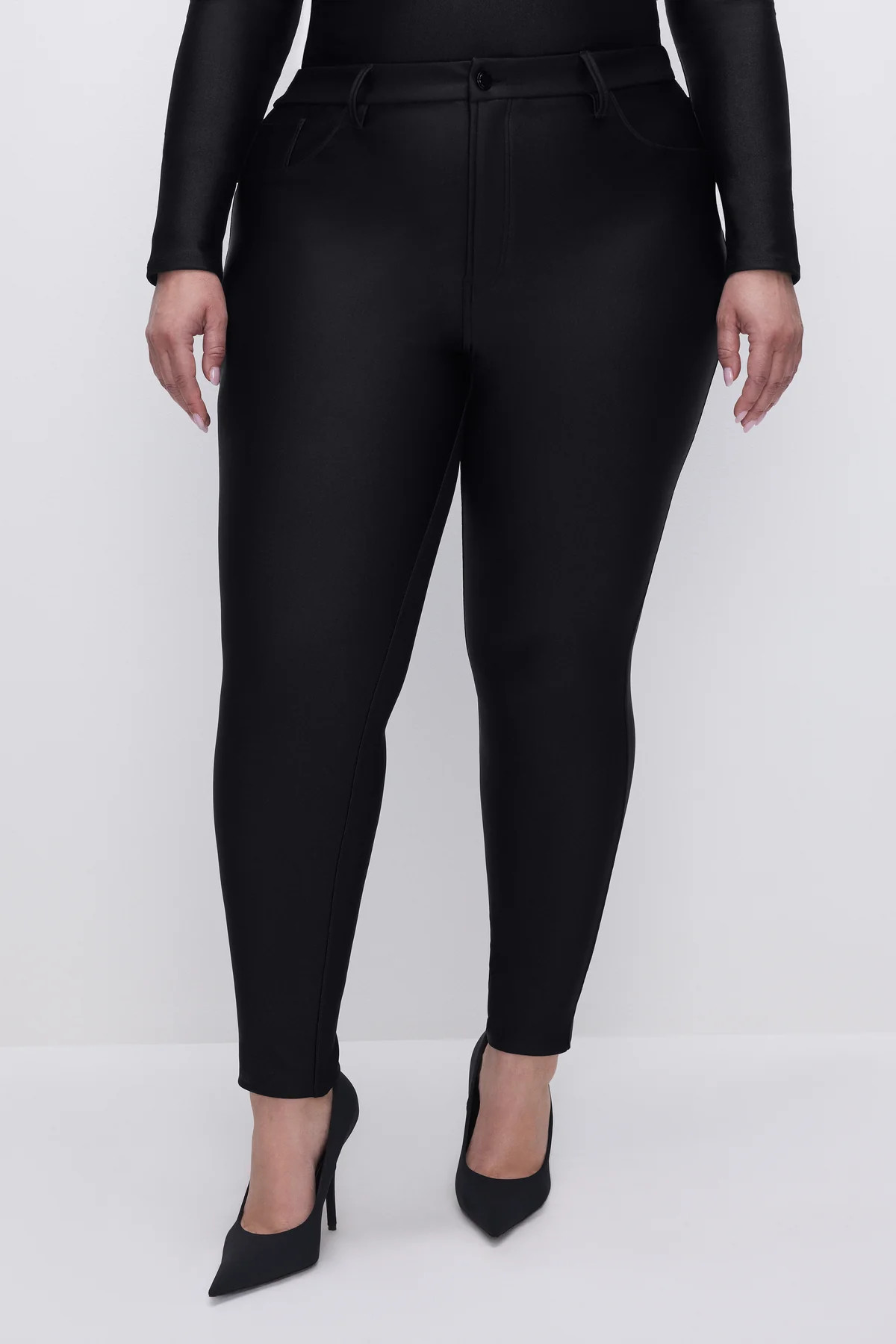 COMPRESSION SHINE GOOD WAIST LEGGINGS | BLACK001 - GOOD AMERICAN | Good American