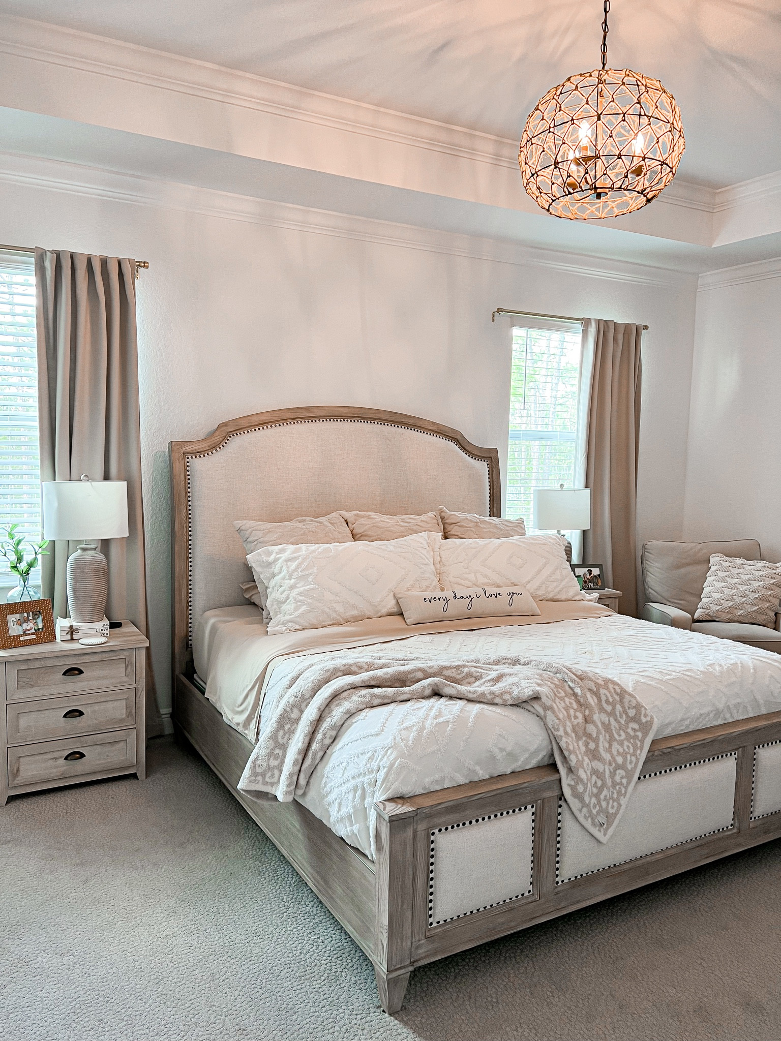 Our bedroom. Finally has come together some, still have to get two more curtain panels and going to be removing blinds for window shades.#LTKFind

#LTKhome