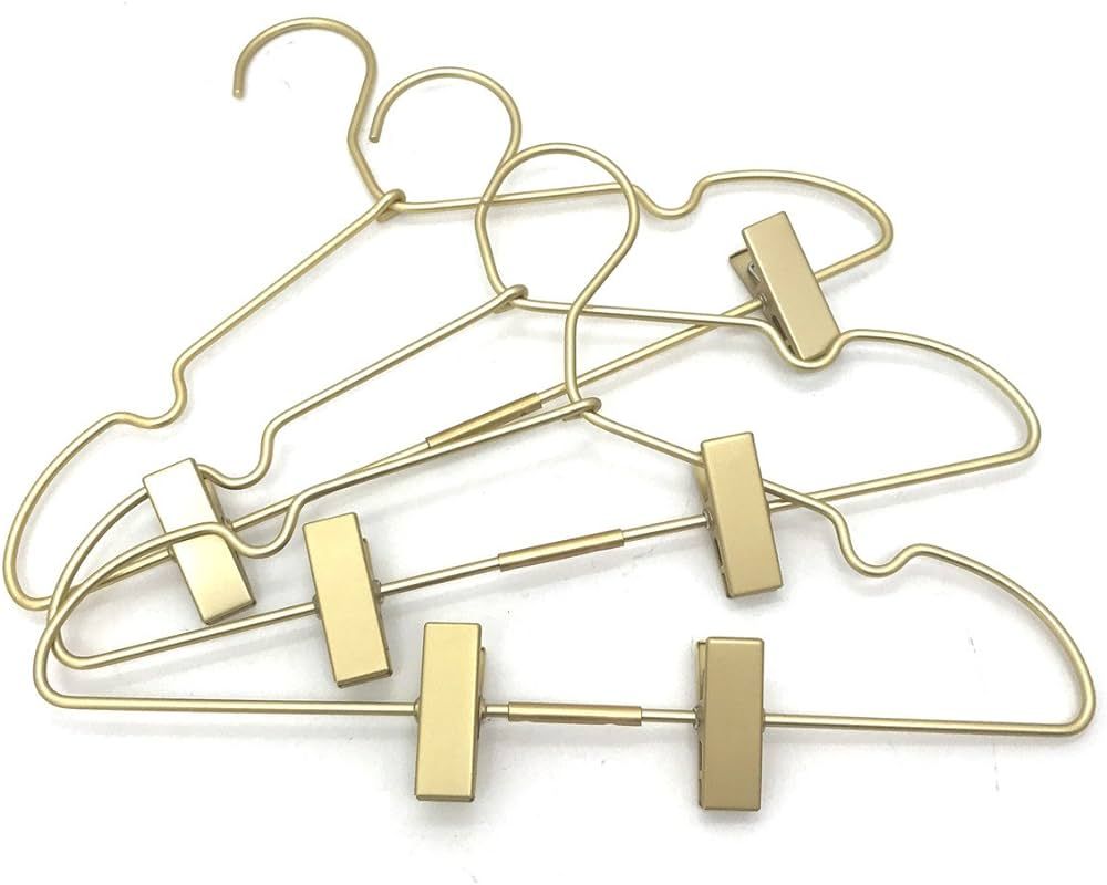 12.6" Children Gold Clothes Hangers with Clips,10-Pack,Coat Clothes Hangers, Standard Suit Hangers, Saving Space | Amazon (US)