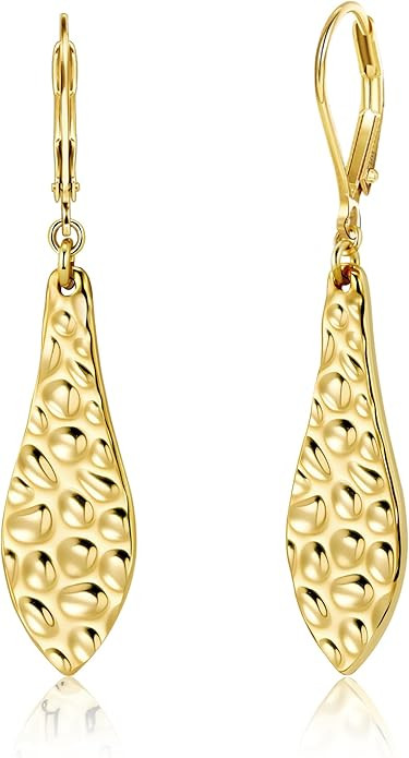 ALEXCRAFT 925 Sterling Silver Dangle Earrings for Women, 14K Gold Plated French Leverback Earring... | Amazon (US)