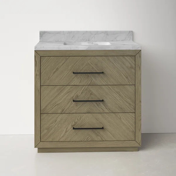 Ilse 36'' Free Standing Single Bathroom Vanity with Authentic Marble Top | Wayfair North America