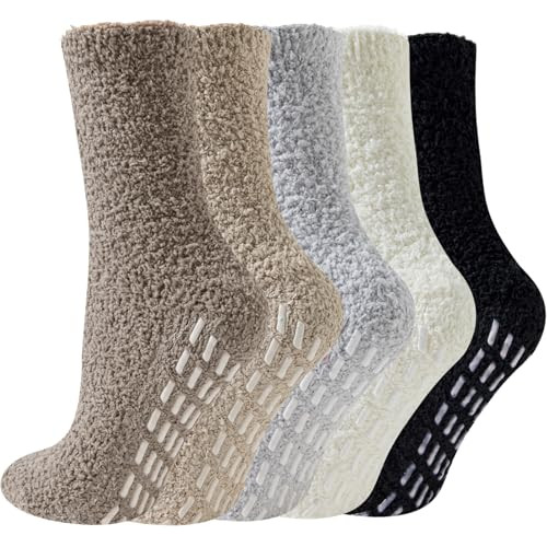Josnown Non-Slip Fuzzy Socks for Women With Grips - Warm Cozy Fluffy Hospital Slipper Socks Gifts... | Amazon (US)
