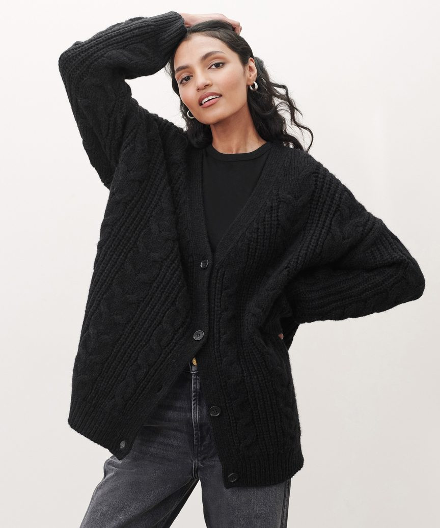 Cable Cocoon Cardigan - Black | Jenni Kayne | Jenni Kayne