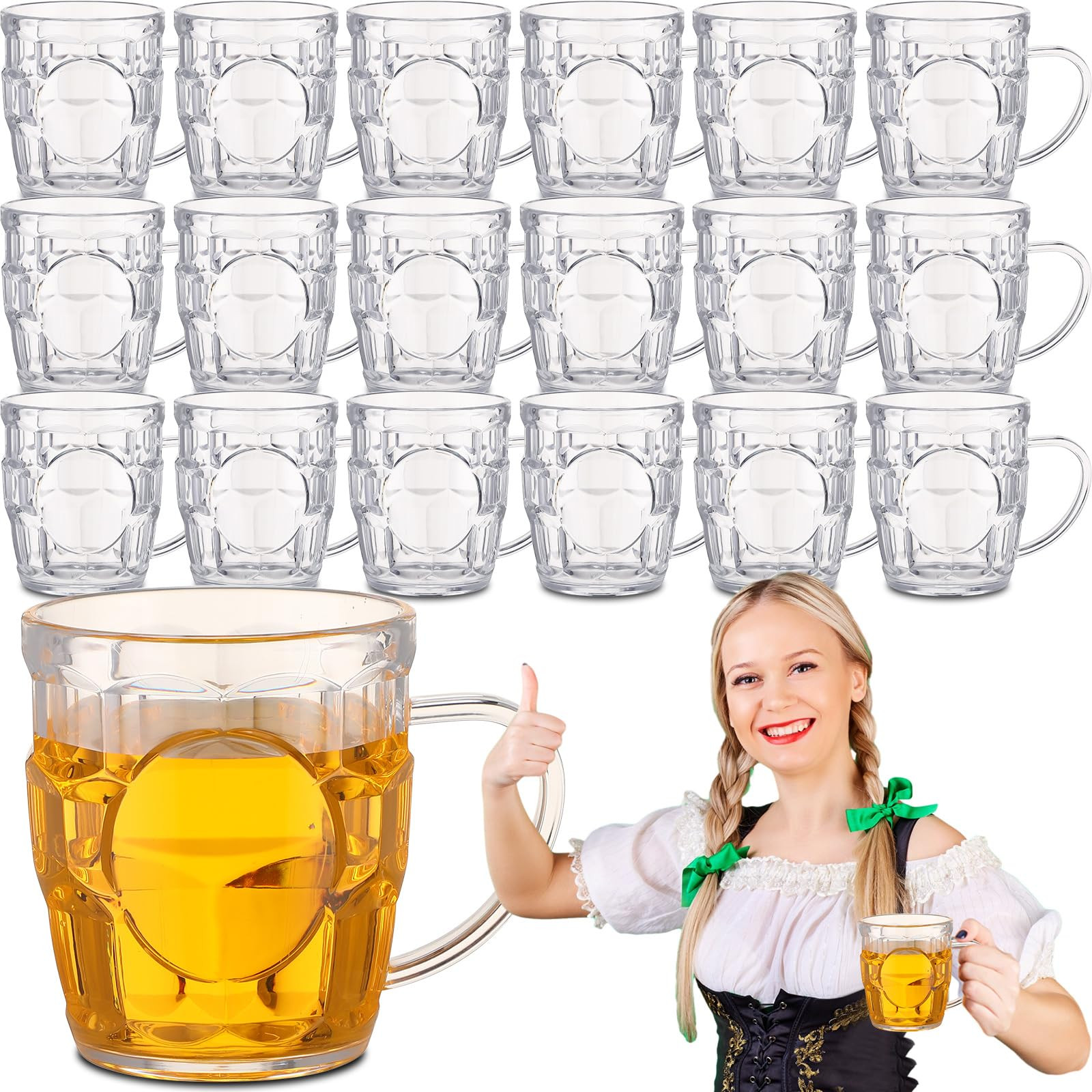 20 Pcs 8 oz Plastic Beer Mugs with Handles Dimpled Steins Small Beer Glasses Mini Mugs Reusable O... | Amazon (US)