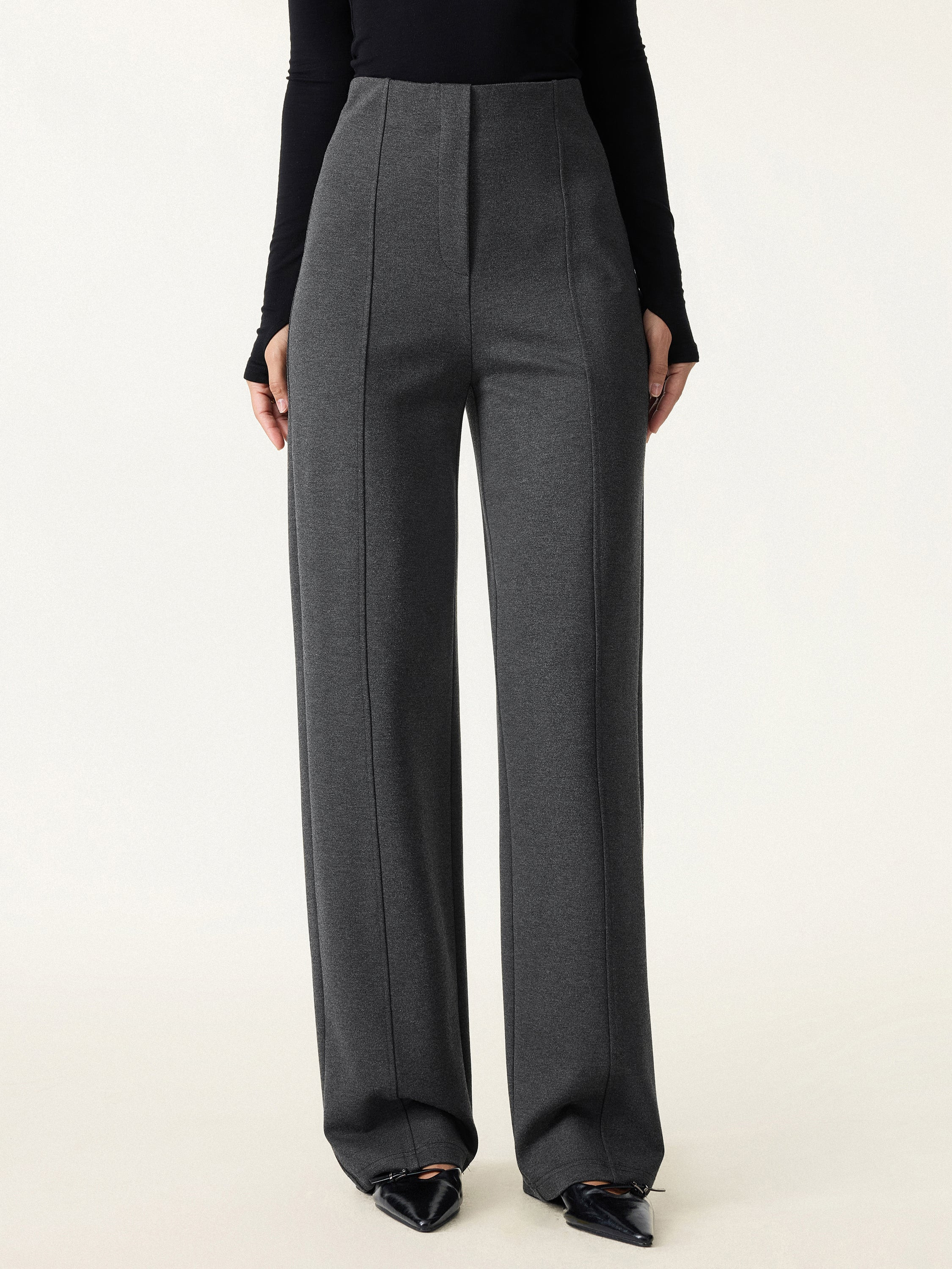 Stretch Ponte High Rise Straight Leg Pants with Pockets | OGLmove