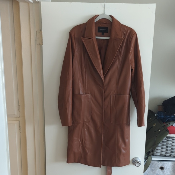 Banana Republic Factory Brown Faux Leather Trench | Poshmark