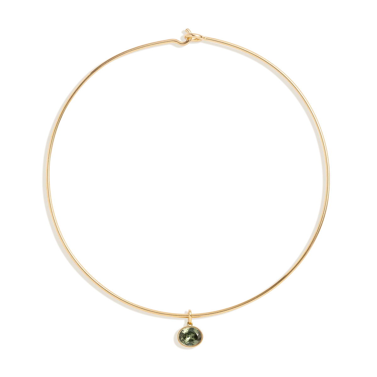 Lab Grown Green Sapphire Oval Pendant Collar Necklace | AUrate New York