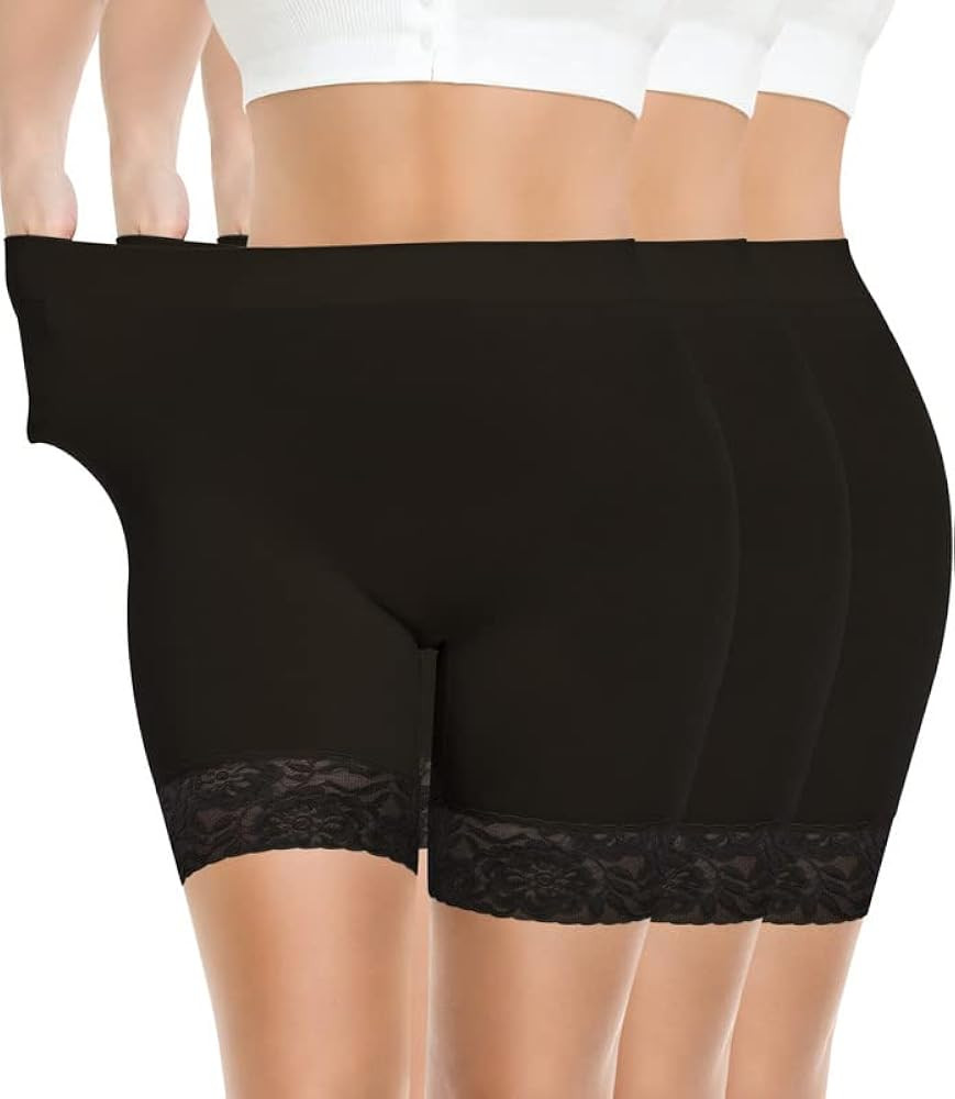 Yeblues 3 Pack Lace Slip Shorts for Under Dresses Women Smooth Anti-chafing Boyshorts Seamless Un... | Amazon (US)