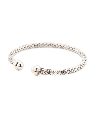 Made In Italy 14kt Gold Sterling Silver Popcorn Cuff Bracelet | TJ Maxx