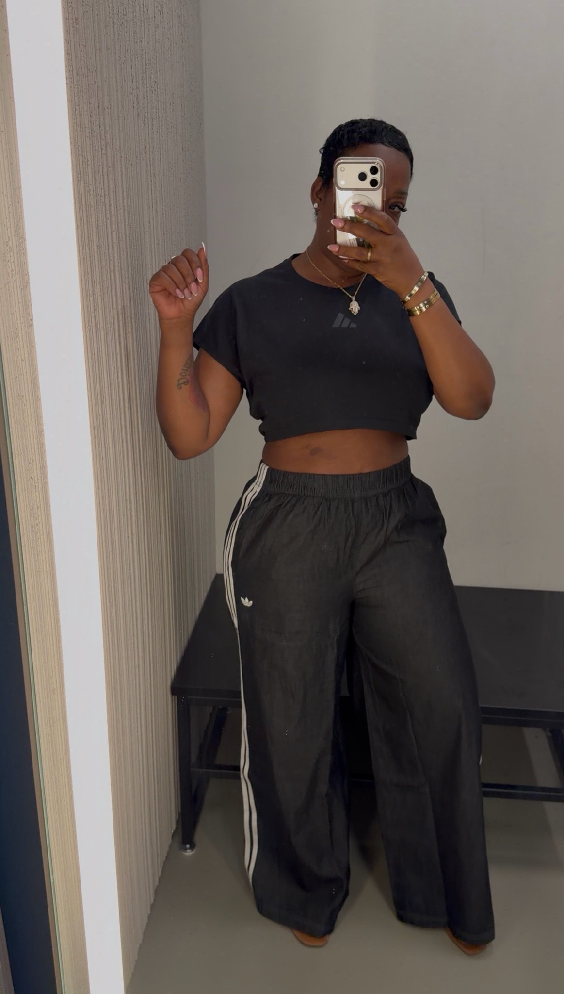 Adidas with the fits 

Pants wearing XL
Blue top medium 
Black top small

#LTKootd #LTKgrwm #LTKU