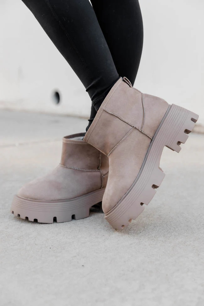 Kate Beige Suede Lug Ankle Bootie FINAL SALE | Pink Lily