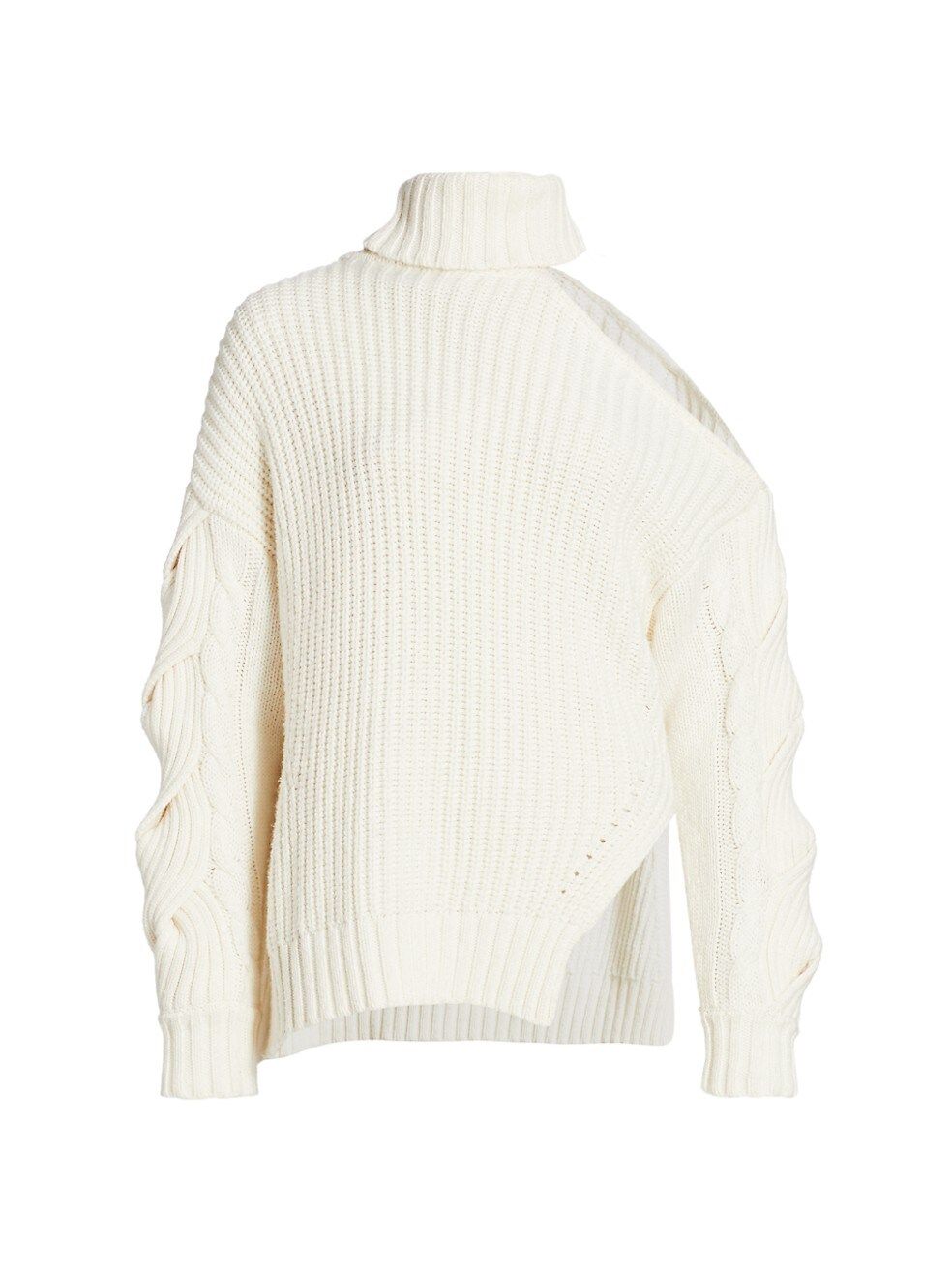 Jonathan Simkhai Aubrey One-Shoulder Traveling Wool-Blend Cable Knit Sweater | Saks Fifth Avenue