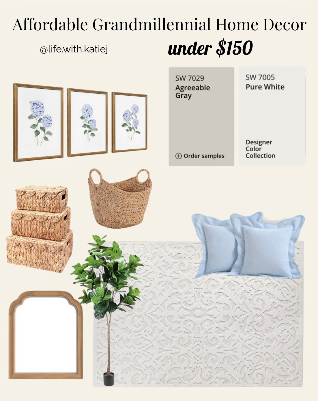 Grand millennial decor. Home decoration. Modern. Farmhouse. Preppy. Classic. Blue hydrangea. Walmart. Amazon. Fiddle fig. Hyacinth. Sherwin-Williams. Color scheme. Home inspiration. 

#LTKHome #LTKFindsUnder100 #LTKFamily