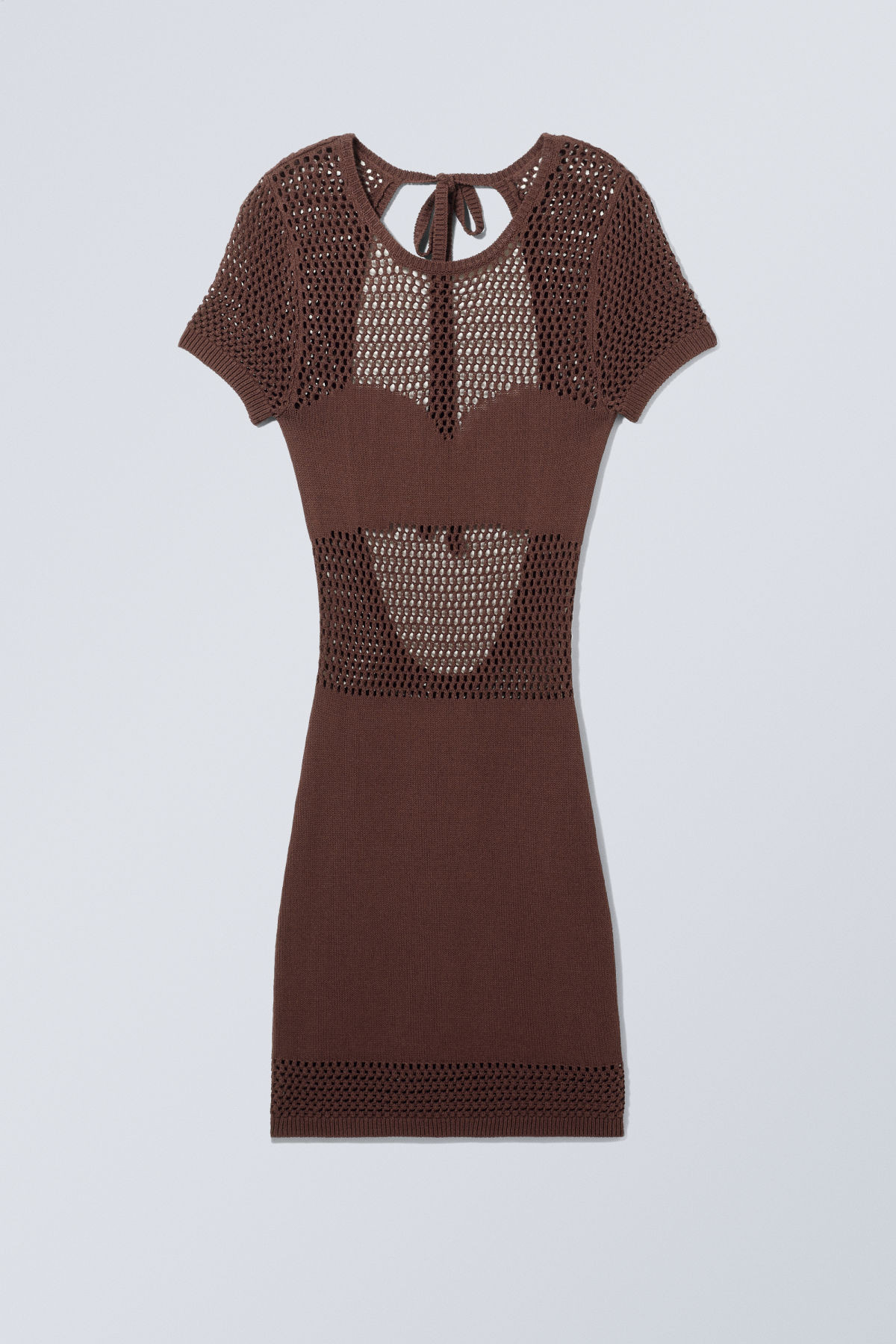 Mixed Knitted Crochet Dress - Brown | Weekday