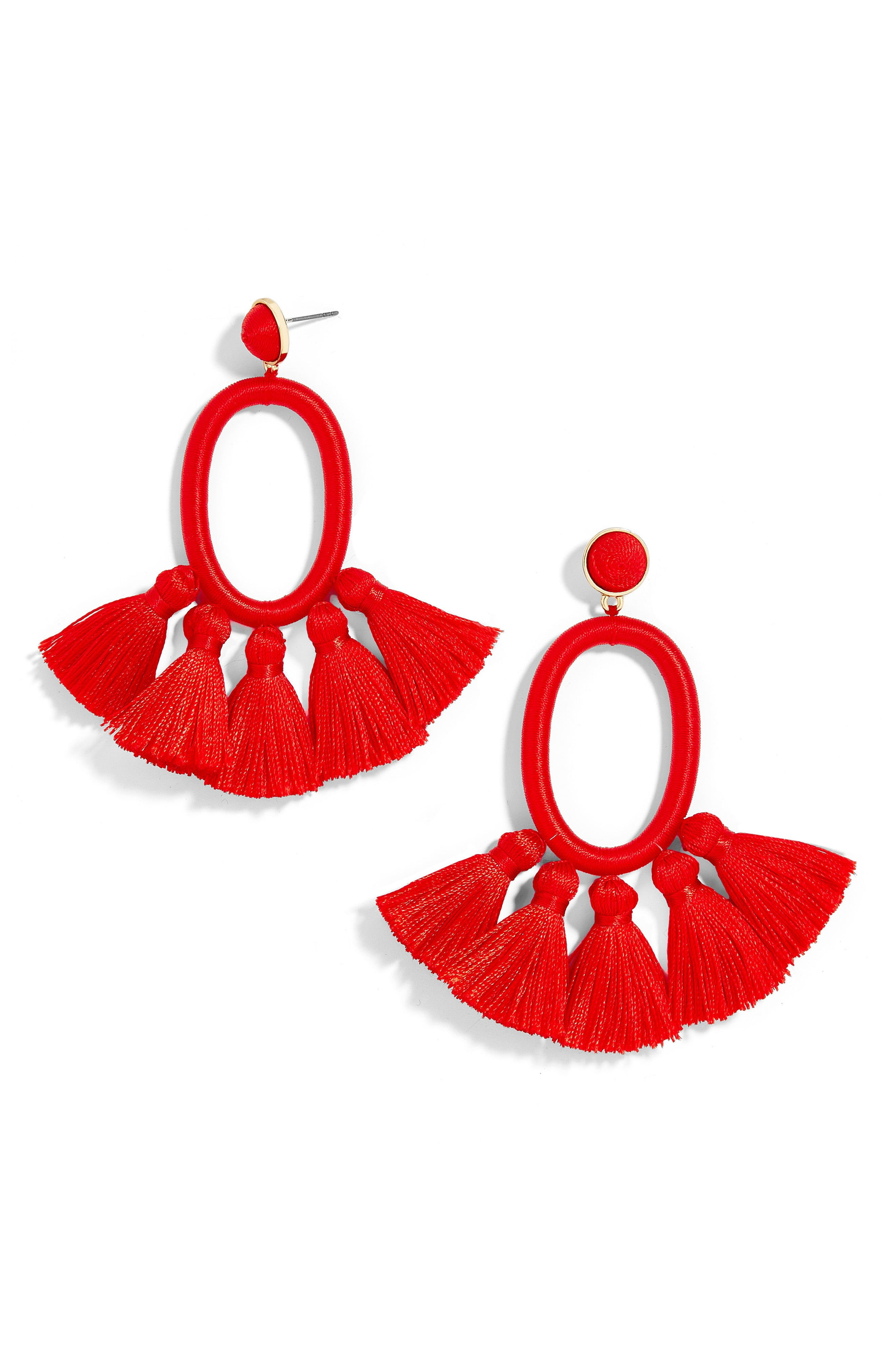 Tassel Oval Hoop Earrings | Nordstrom