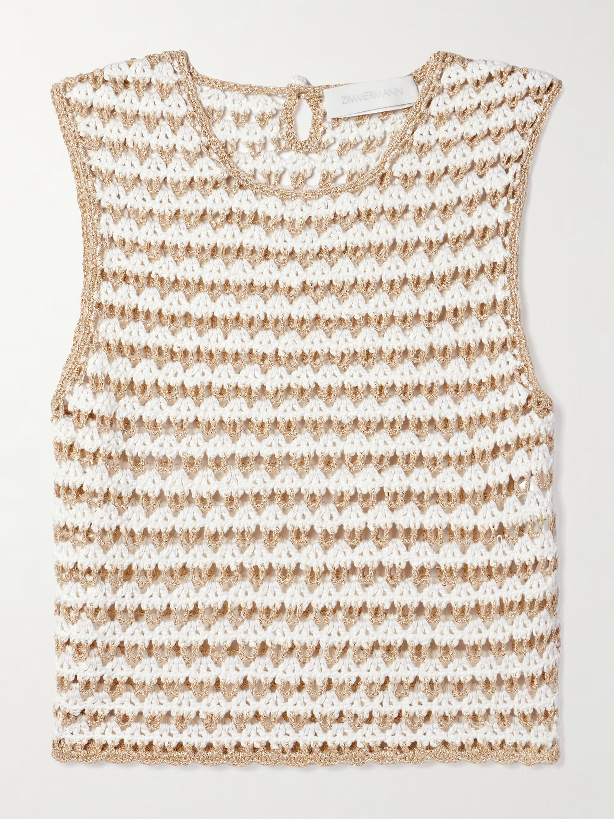 Tallow cropped striped crocheted cotton-blend tank | NET-A-PORTER (US)