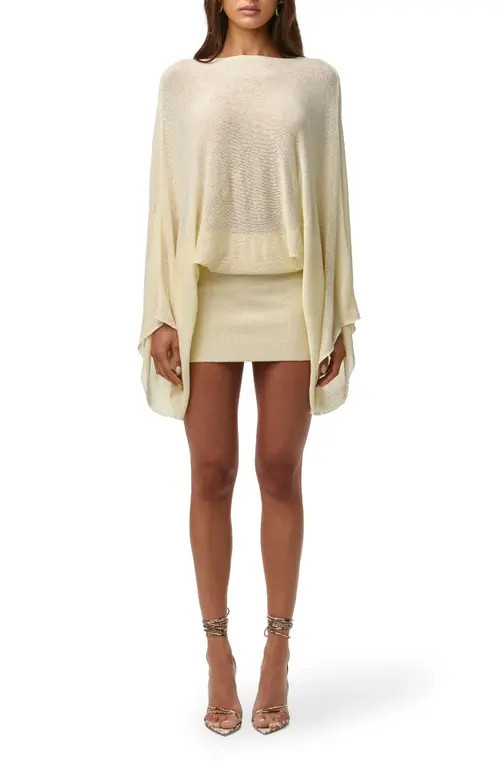 Naked Wardrobe Drape Sleeve Knit Minidress in Lemonade at Nordstrom, Size X-Small | Nordstrom