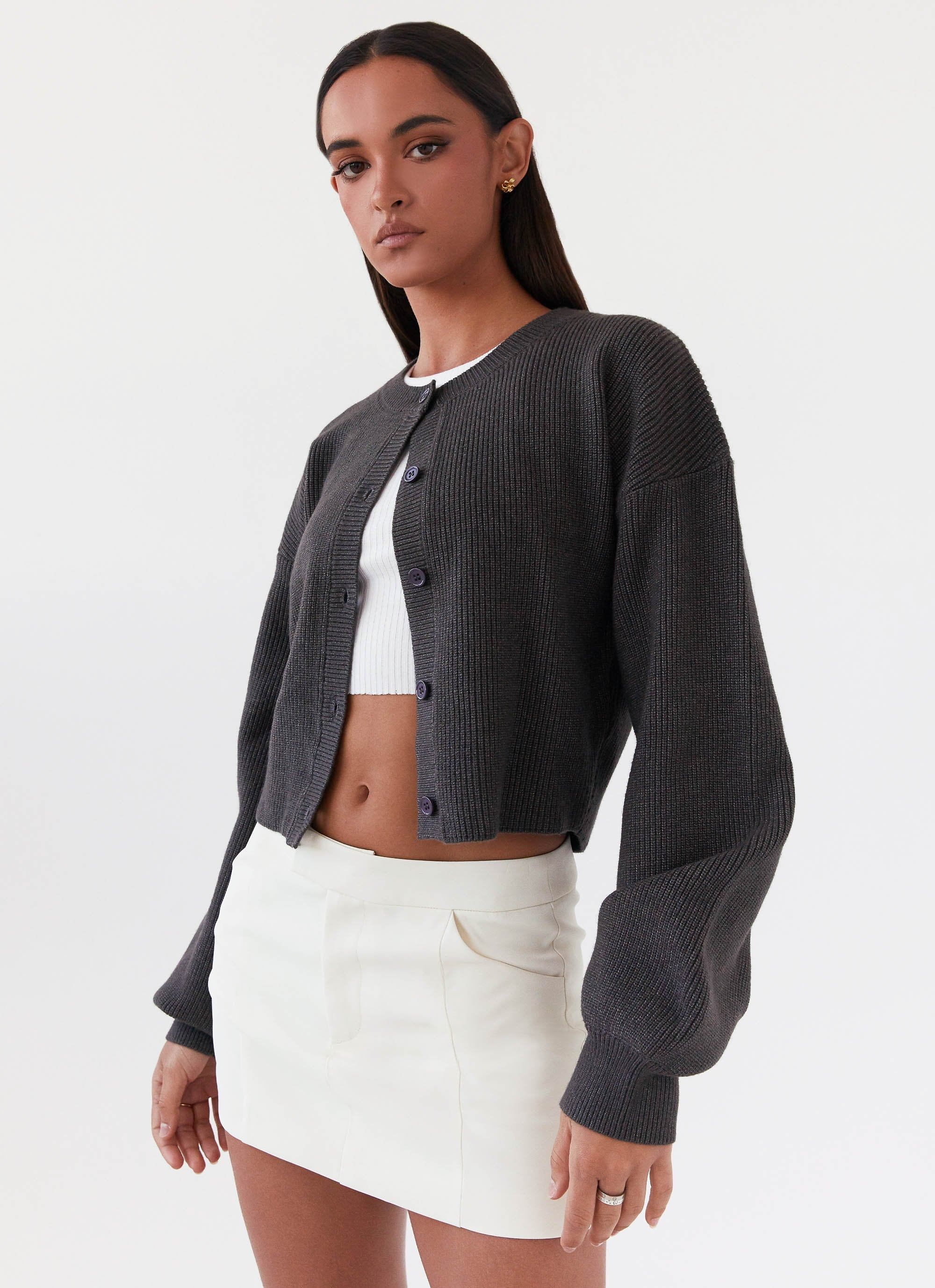 Daphne Knit Cardigan - Charcoal | Peppermayo (Global)