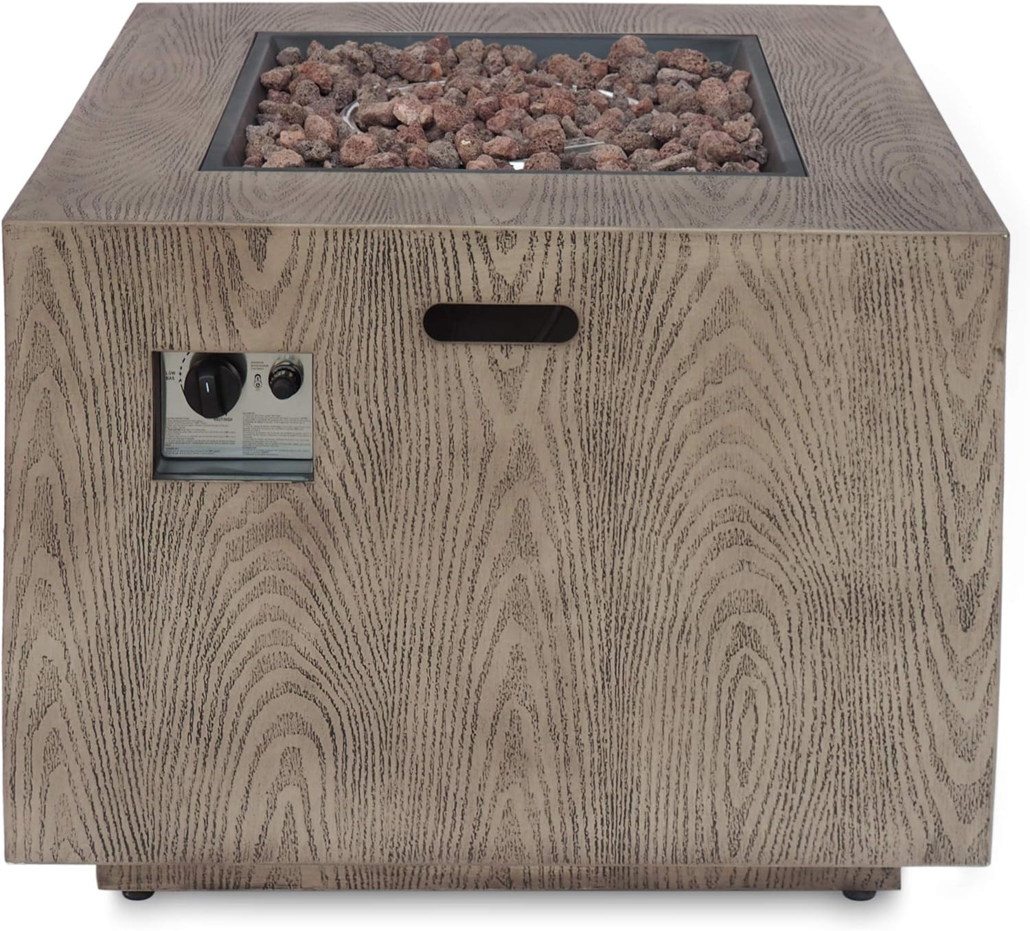 Christopher Knight Home Aaron Outdoor 33-Inch Square Fire Pit, Brown Wood Pattern | Amazon (US)