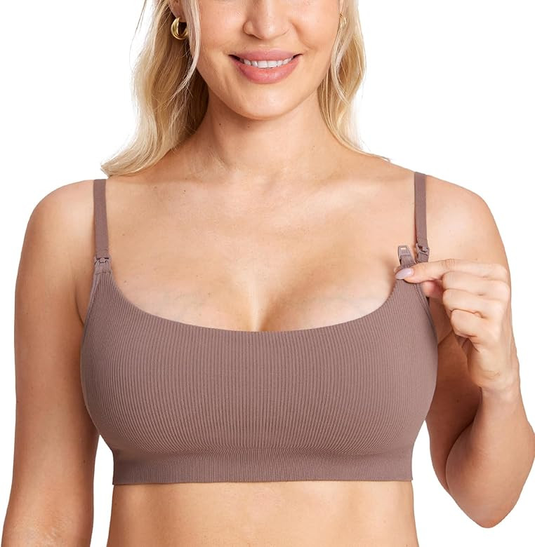 MOMANDA Women's Nursing Bras Ribbed Seamless Bralettes Support Sports Bra for Breastfeeding Wirel... | Amazon (US)