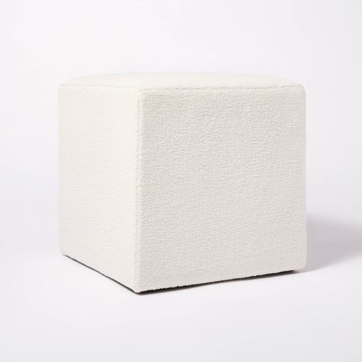 Lynwood Square Upholstered Cube Ottoman Faux Shearling Cream Boucle - Threshold™ designed with ... | Target