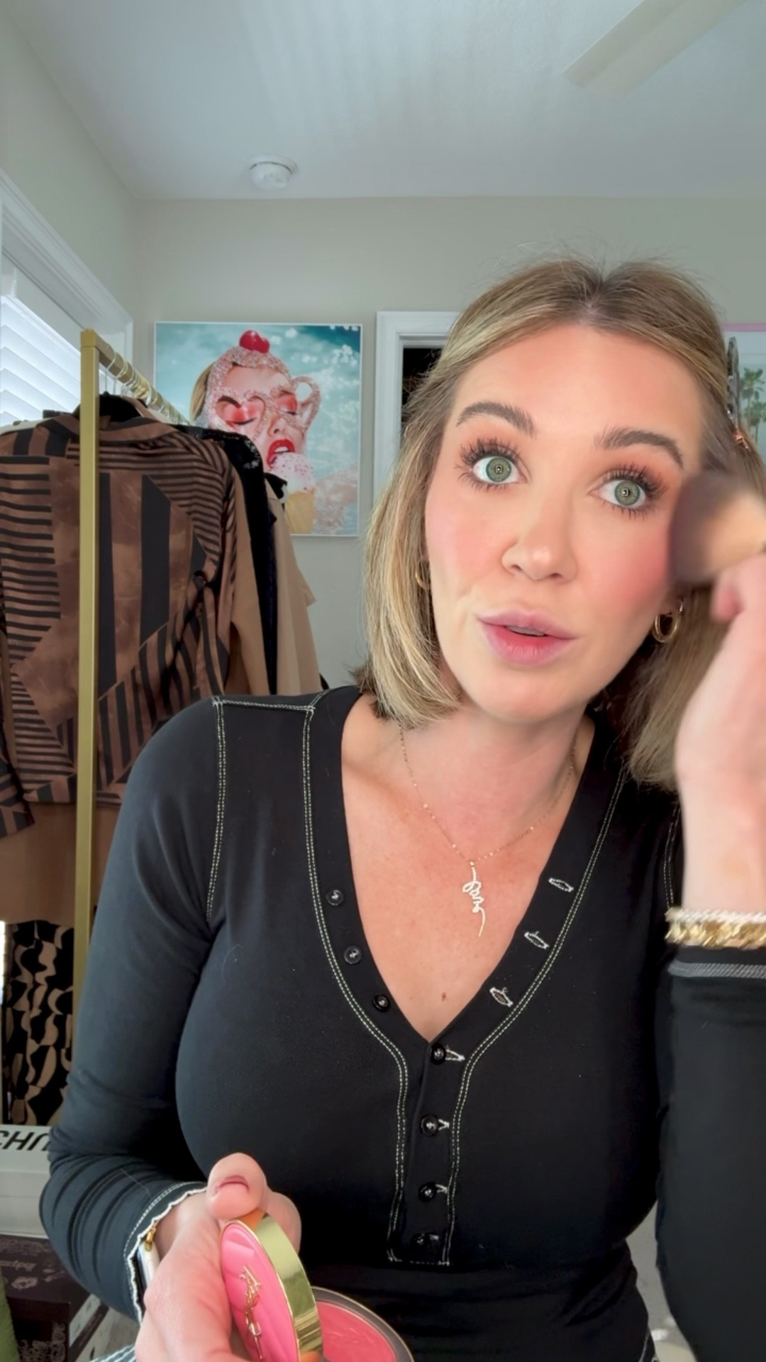 Undereye color corrector: fair
Foundation: 100 light neutral 
Concealer: bisque 
Contour stick: tiger eye
Highlight: mesmerize 
Blush-
Merit: le bonbon
Makeup hy Mario: strawberry sunset
YSL blush: make me blush 

#LTKSaleAlert #LTKBeauty