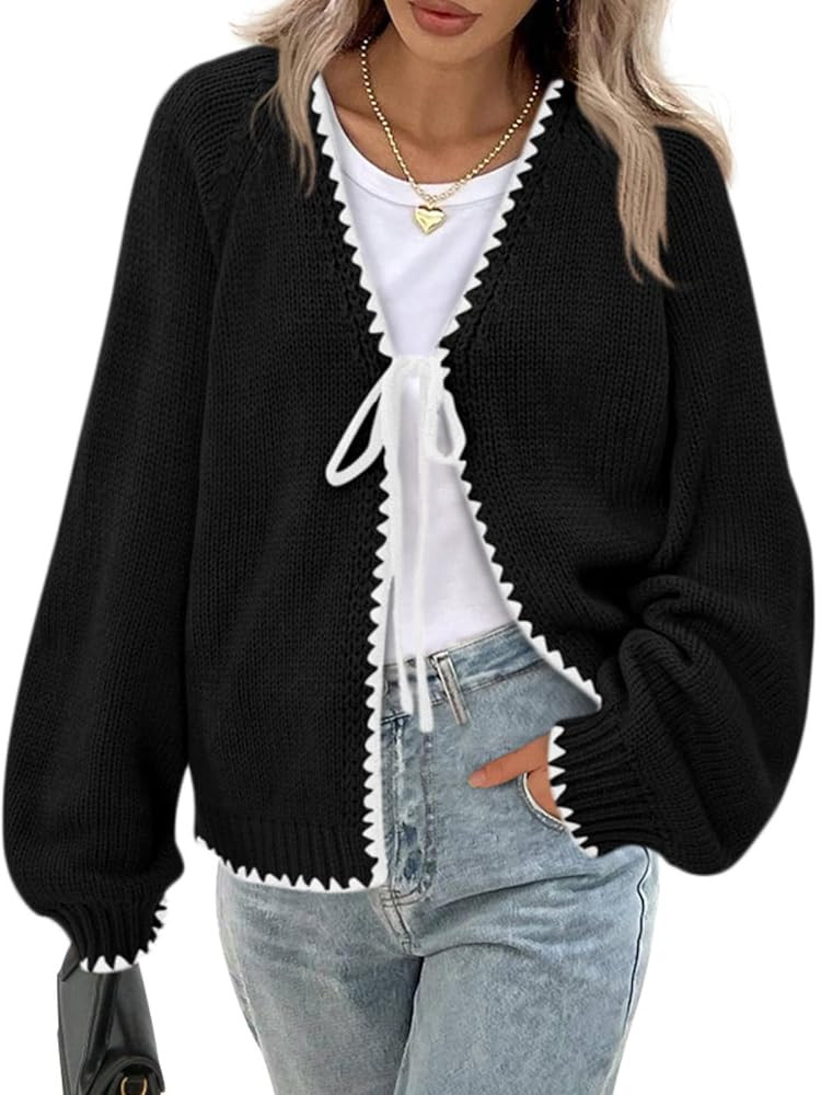 PRETTYGARDEN Womens Fall Cardigan Sweaters 2025 Long Sleeve Open Front Tie Knit Loose Cute Lightw... | Amazon (US)