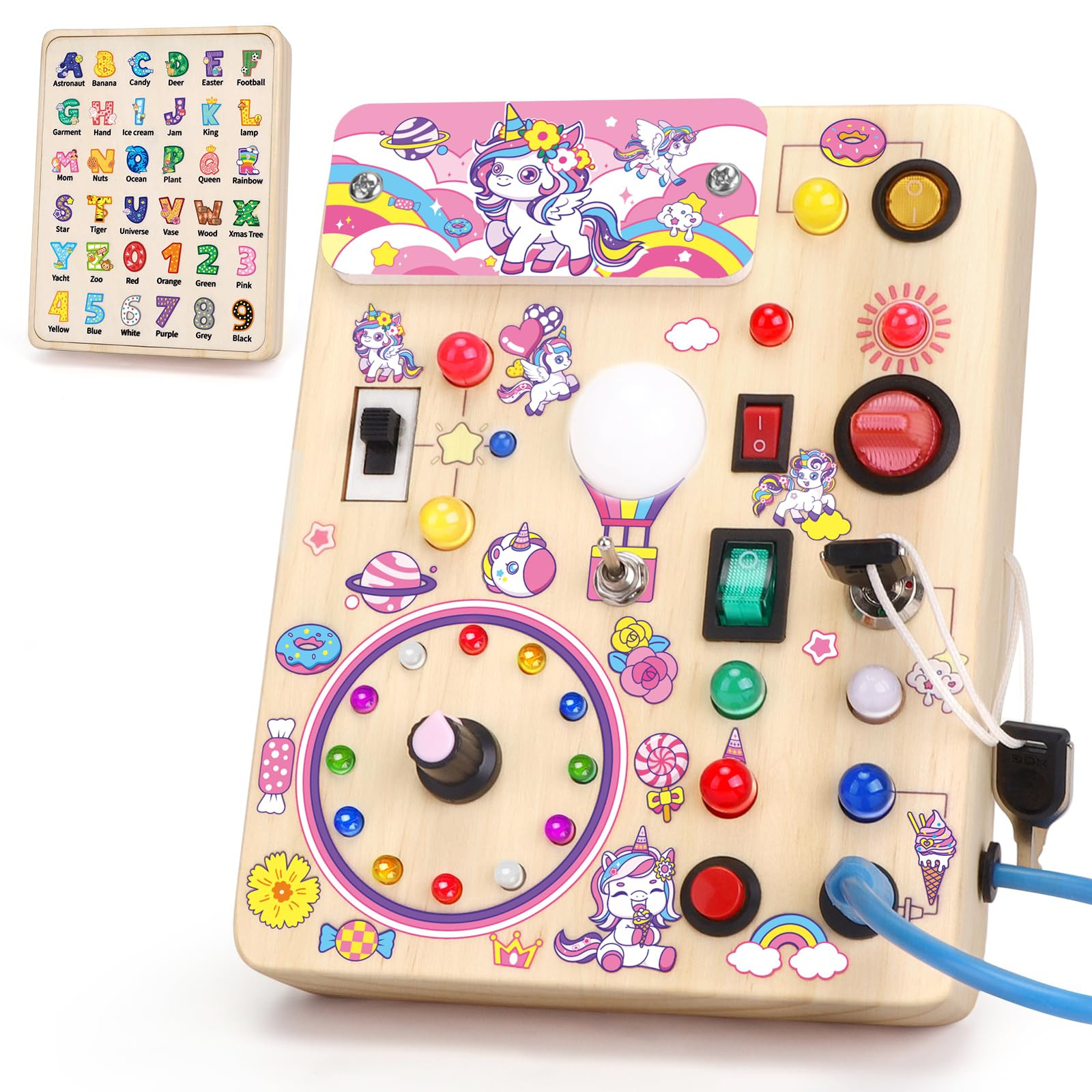 Unicorn Busy Board, Montessori Wooden Toddler Toys, Sensory Travel Toys, Ideal Gift for 1+ Year O... | Amazon (US)